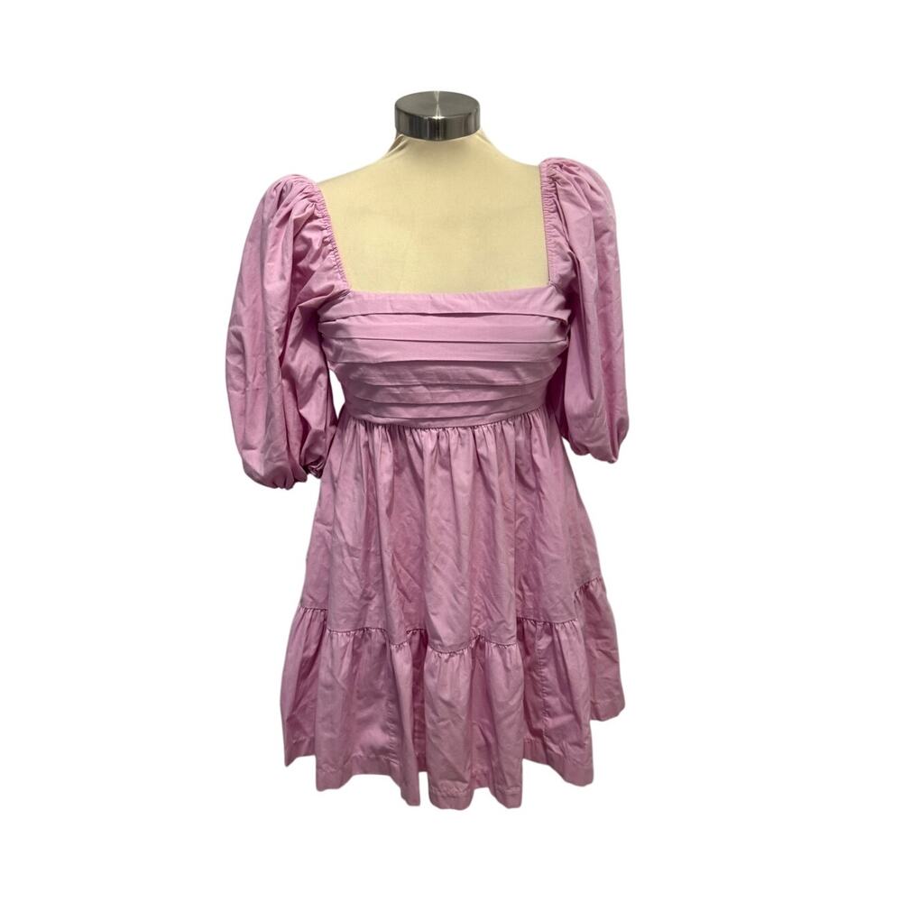 Abercrombie & Fitch Ruched Puff Sleeve Poplin Mini Dress XS Light Purple - Picture 1 of 8